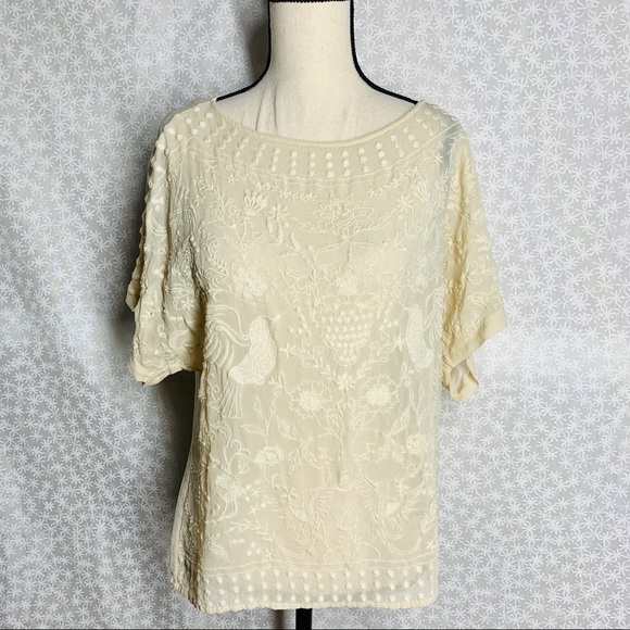 ZARA M floral and bird embroidered blouse top EUC - Picture 4 of 12